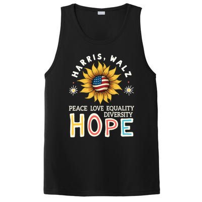 Harris Walz Peace Love Equality Diversity Hope Sunflower Gift PosiCharge Competitor Tank