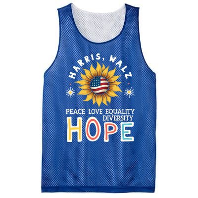 Harris Walz Peace Love Equality Diversity Hope Sunflower Gift Mesh Reversible Basketball Jersey Tank