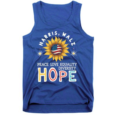 Harris Walz Peace Love Equality Diversity Hope Sunflower Gift Tank Top