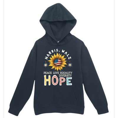 Harris Walz Peace Love Equality Diversity Hope Sunflower Gift Urban Pullover Hoodie