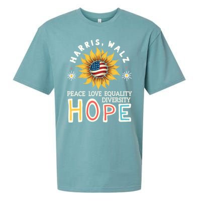 Harris Walz Peace Love Equality Diversity Hope Sunflower Gift Sueded Cloud Jersey T-Shirt