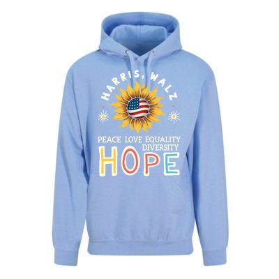 Harris Walz Peace Love Equality Diversity Hope Sunflower Gift Unisex Surf Hoodie