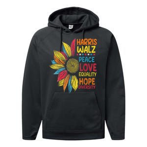 Harris Waltz Peace Love Equality Hope Diversity Performance Fleece Hoodie