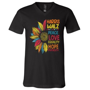 Harris Waltz Peace Love Equality Hope Diversity V-Neck T-Shirt