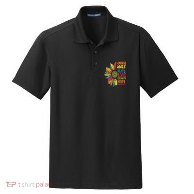 Harris Waltz Peace Love Equality Hope Diversity Dry Zone Grid Polo
