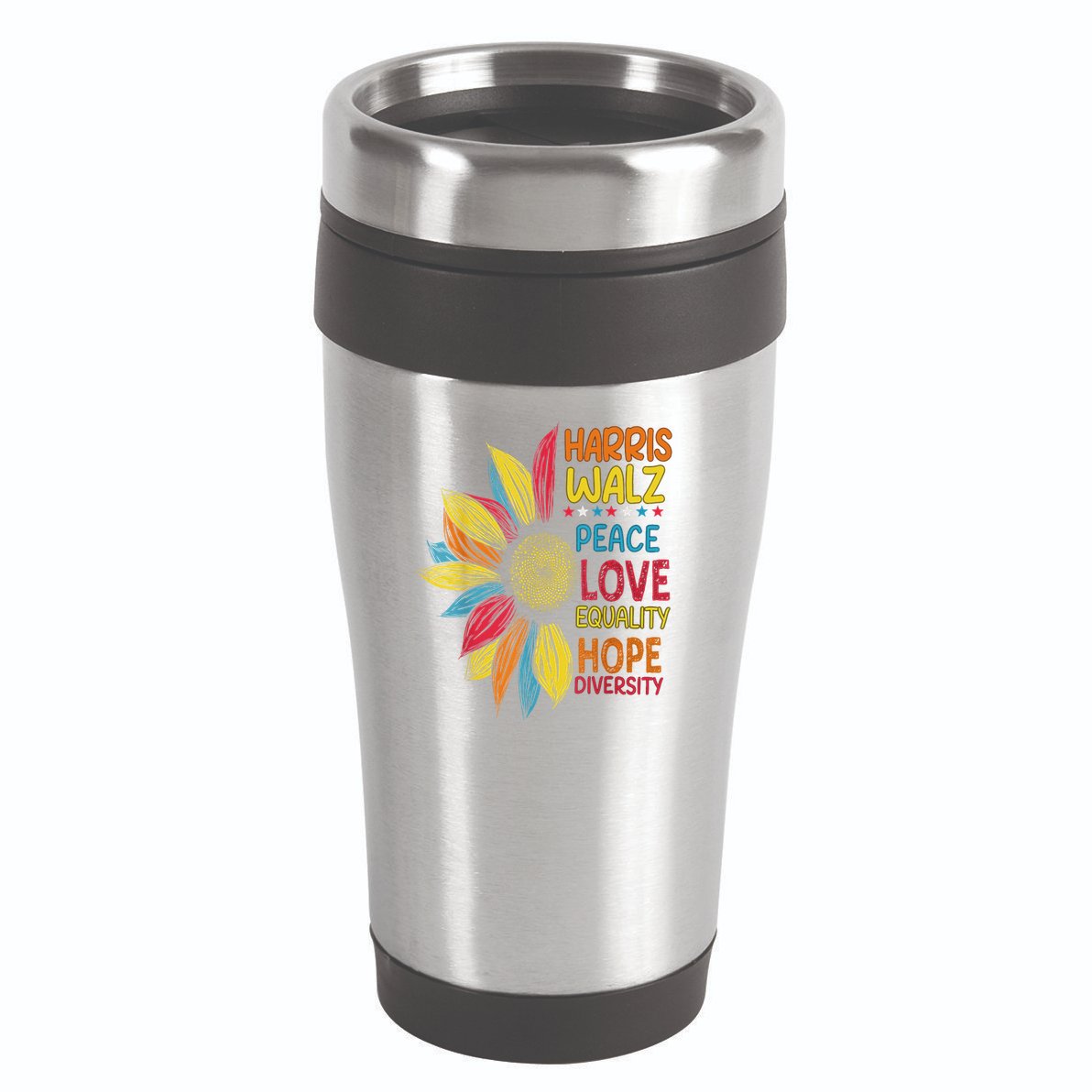 Harris Waltz Peace Love Equality Hope Diversity 16oz Travel Tumbler