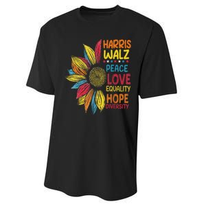 Harris Waltz Peace Love Equality Hope Diversity Performance Sprint T-Shirt