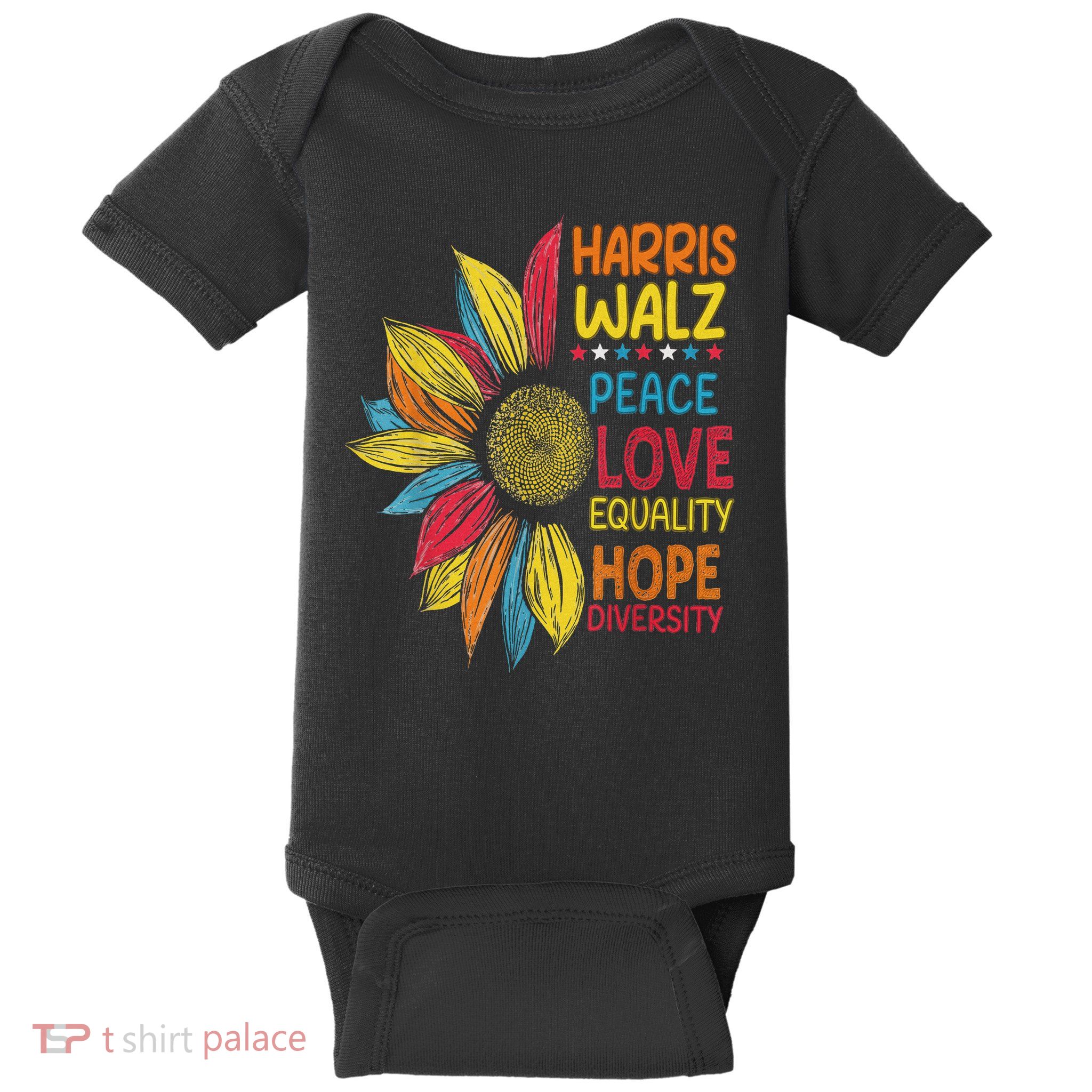 Harris Waltz Peace Love Equality Hope Diversity Baby Bodysuit