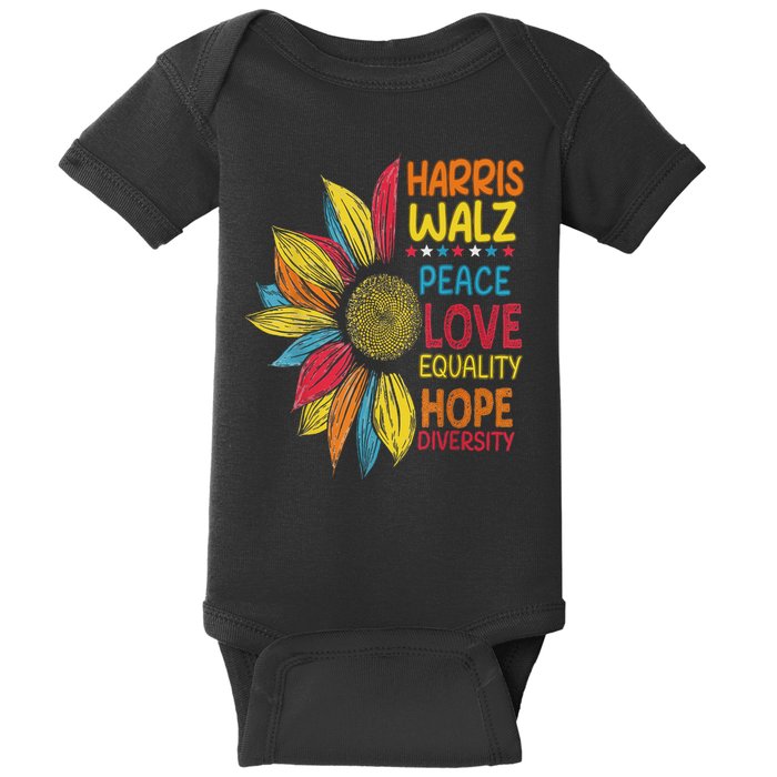 Harris Waltz Peace Love Equality Hope Diversity Baby Bodysuit