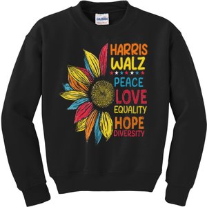 Harris Waltz Peace Love Equality Hope Diversity Kids Sweatshirt