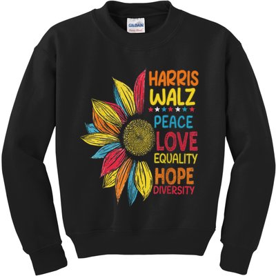Harris Waltz Peace Love Equality Hope Diversity Kids Sweatshirt