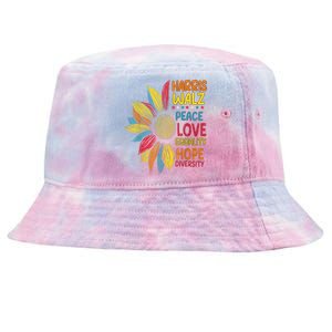 Harris Waltz Peace Love Equality Hope Diversity Tie-Dyed Bucket Hat