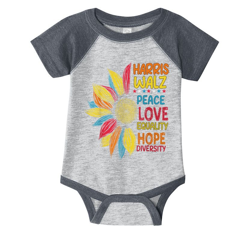 Harris Waltz Peace Love Equality Hope Diversity Infant Baby Jersey Bodysuit