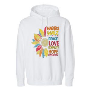 Harris Waltz Peace Love Equality Hope Diversity Garment-Dyed Fleece Hoodie