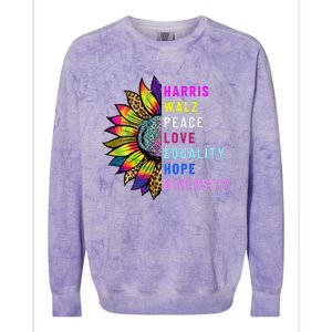 Harris Walz Peace Love Equality Hope Diversity Colorblast Crewneck Sweatshirt