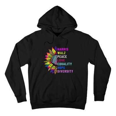 Harris Walz Peace Love Equality Hope Diversity Hoodie