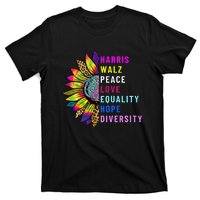 Harris Walz Peace Love Equality Hope Diversity T-Shirt