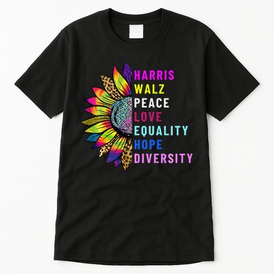 Harris Walz Peace Love Equality Hope Diversity Tall T-Shirt