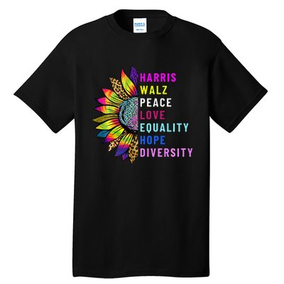 Harris Walz Peace Love Equality Hope Diversity Tall T-Shirt