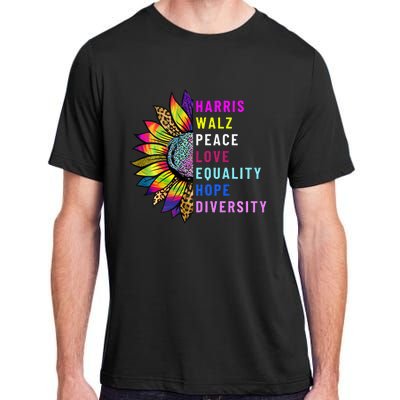 Harris Walz Peace Love Equality Hope Diversity Adult ChromaSoft Performance T-Shirt