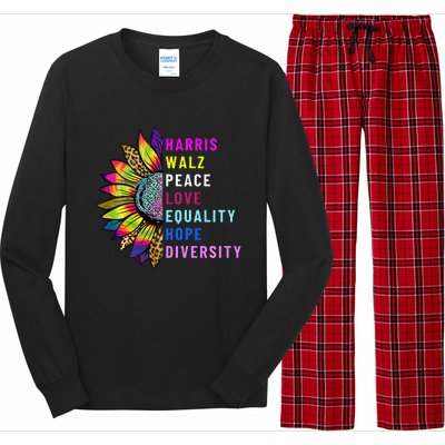 Harris Walz Peace Love Equality Hope Diversity Long Sleeve Pajama Set