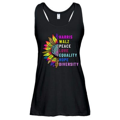 Harris Walz Peace Love Equality Hope Diversity Ladies Essential Flowy Tank