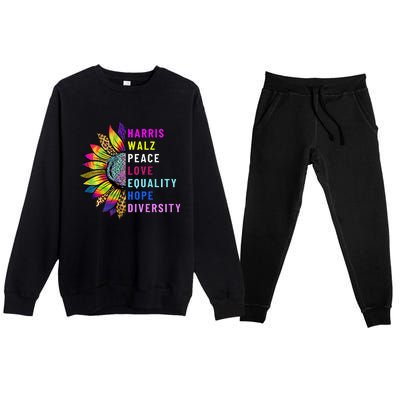 Harris Walz Peace Love Equality Hope Diversity Premium Crewneck Sweatsuit Set