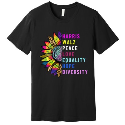 Harris Walz Peace Love Equality Hope Diversity Premium T-Shirt