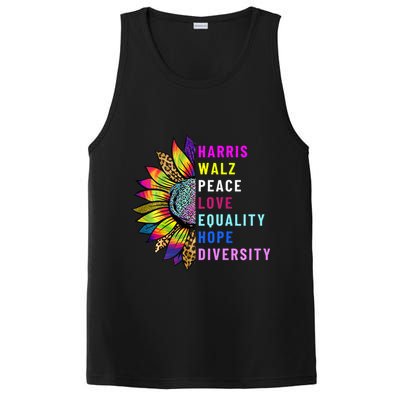 Harris Walz Peace Love Equality Hope Diversity PosiCharge Competitor Tank