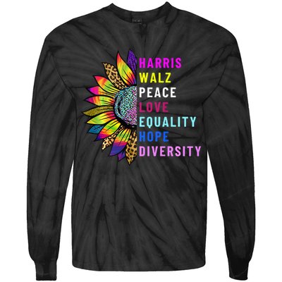 Harris Walz Peace Love Equality Hope Diversity Tie-Dye Long Sleeve Shirt