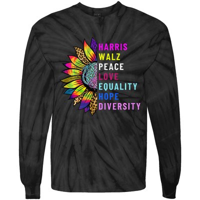 Harris Walz Peace Love Equality Hope Diversity Tie-Dye Long Sleeve Shirt