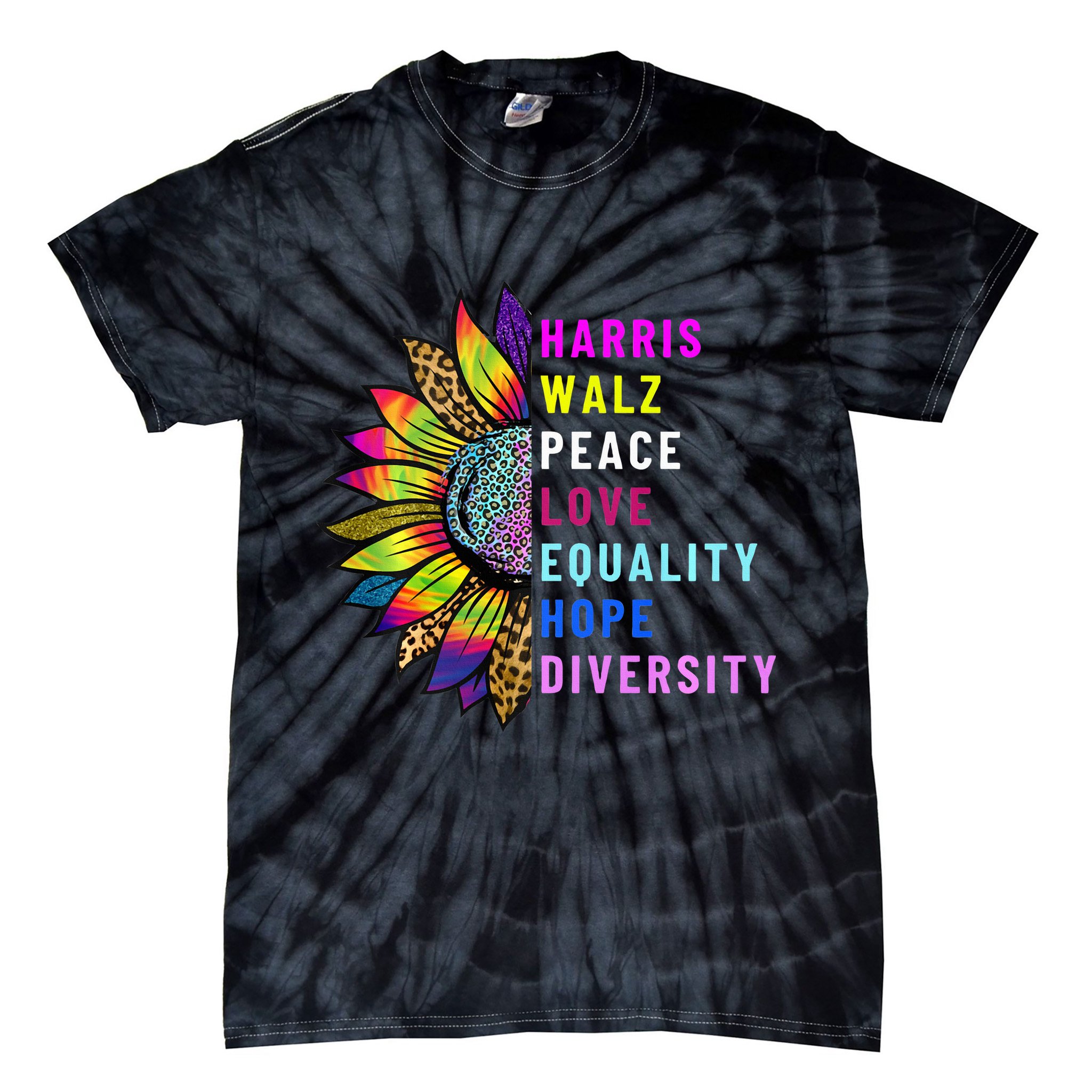 Harris Walz Peace Love Equality Hope Diversity Tie-Dye T-Shirt