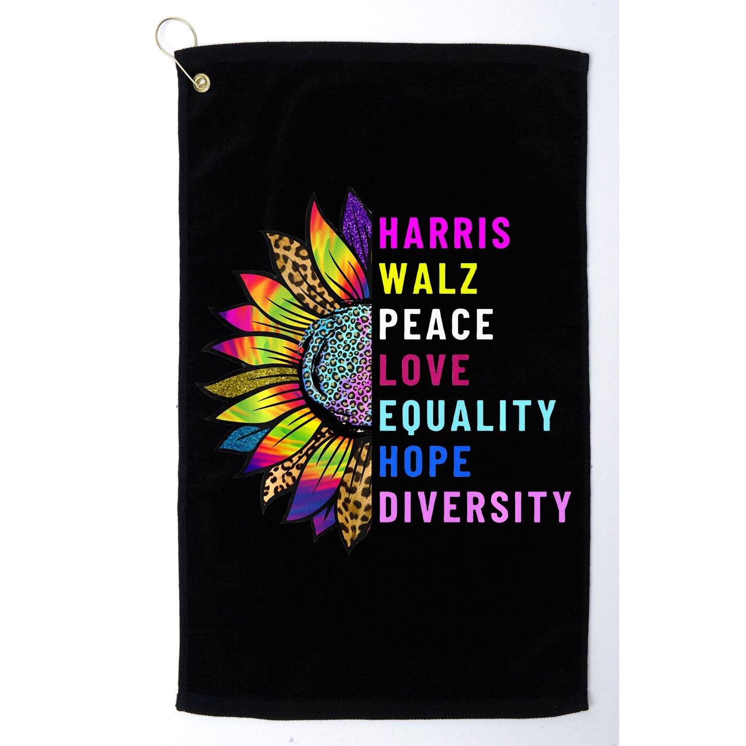 Harris Walz Peace Love Equality Hope Diversity Golf Towel