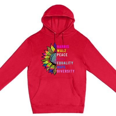 Harris Walz Peace Love Equality Hope Diversity Premium Pullover Hoodie