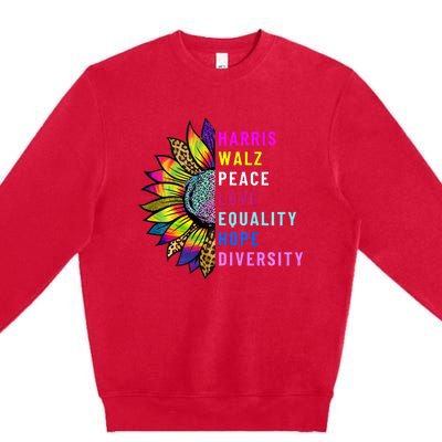 Harris Walz Peace Love Equality Hope Diversity Premium Crewneck Sweatshirt