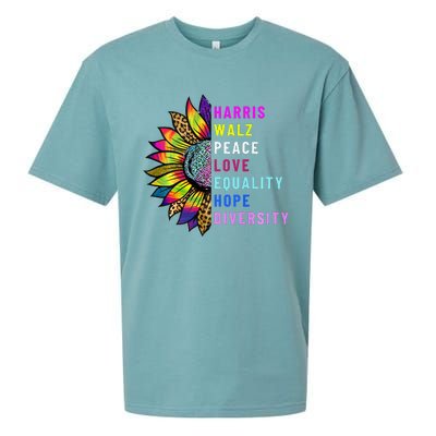 Harris Walz Peace Love Equality Hope Diversity Sueded Cloud Jersey T-Shirt