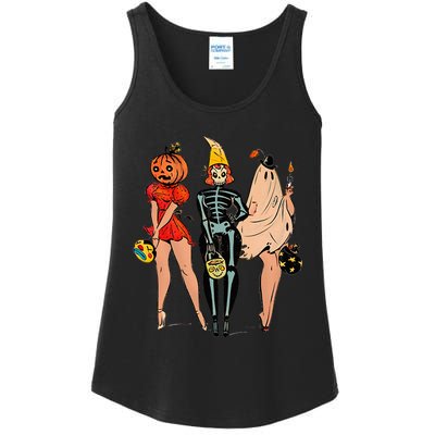 Halloween Witch Pin Up Retro Vintage Pumpkin Ladies Essential Tank