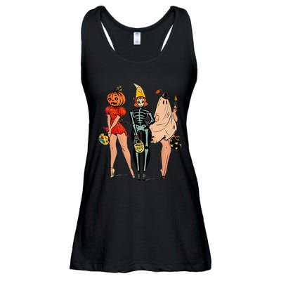 Halloween Witch Pin Up Retro Vintage Pumpkin Ladies Essential Flowy Tank