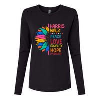 Harris Walz Peace Love Equality Hope Diversity Womens Cotton Relaxed Long Sleeve T-Shirt