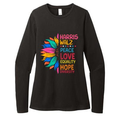 Harris Walz Peace Love Equality Hope Diversity Womens CVC Long Sleeve Shirt