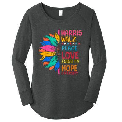 Harris Walz Peace Love Equality Hope Diversity Women's Perfect Tri Tunic Long Sleeve Shirt