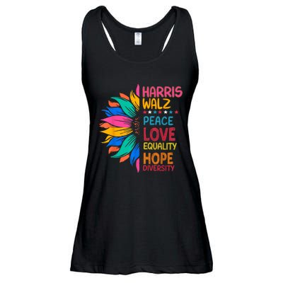 Harris Walz Peace Love Equality Hope Diversity Ladies Essential Flowy Tank