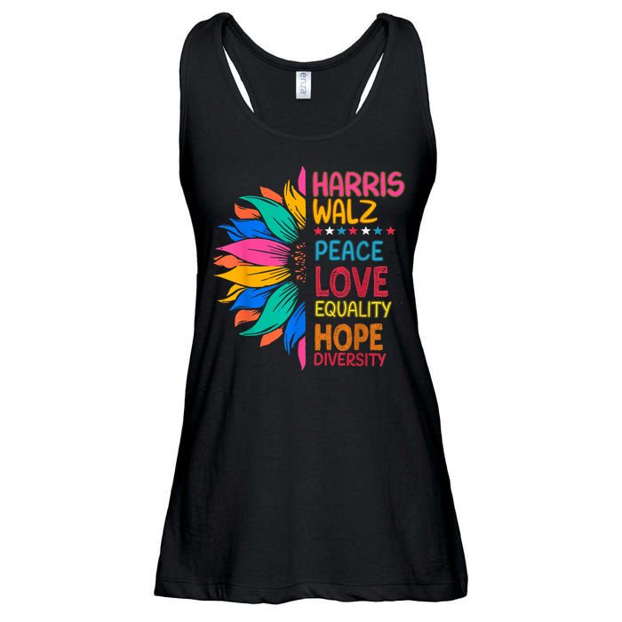 Harris Walz Peace Love Equality Hope Diversity Ladies Essential Flowy Tank