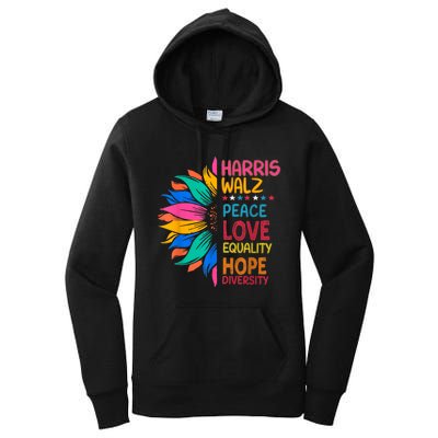 Harris Walz Peace Love Equality Hope Diversity Women's Pullover Hoodie