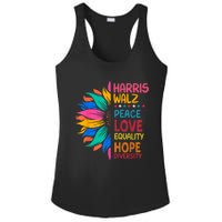 Harris Walz Peace Love Equality Hope Diversity Ladies PosiCharge Competitor Racerback Tank