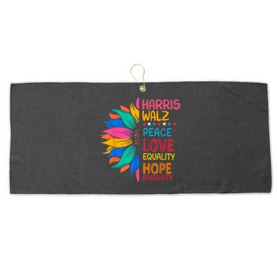 Harris Walz Peace Love Equality Hope Diversity Large Microfiber Waffle Golf Towel