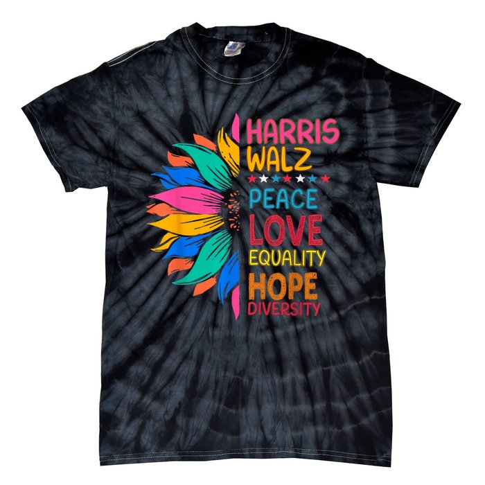 Harris Walz Peace Love Equality Hope Diversity Tie-Dye T-Shirt