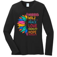 Harris Walz Peace Love Equality Hope Diversity Ladies Long Sleeve Shirt