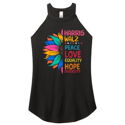 Harris Walz Peace Love Equality Hope Diversity Women's Perfect Tri Rocker Tank