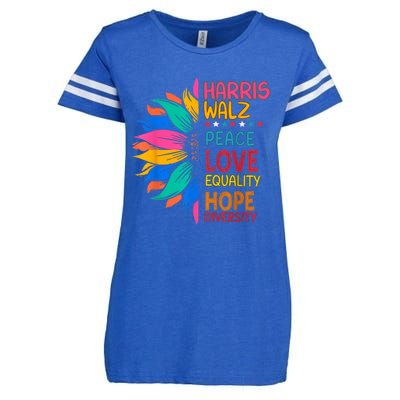 Harris Walz Peace Love Equality Hope Diversity Enza Ladies Jersey Football T-Shirt